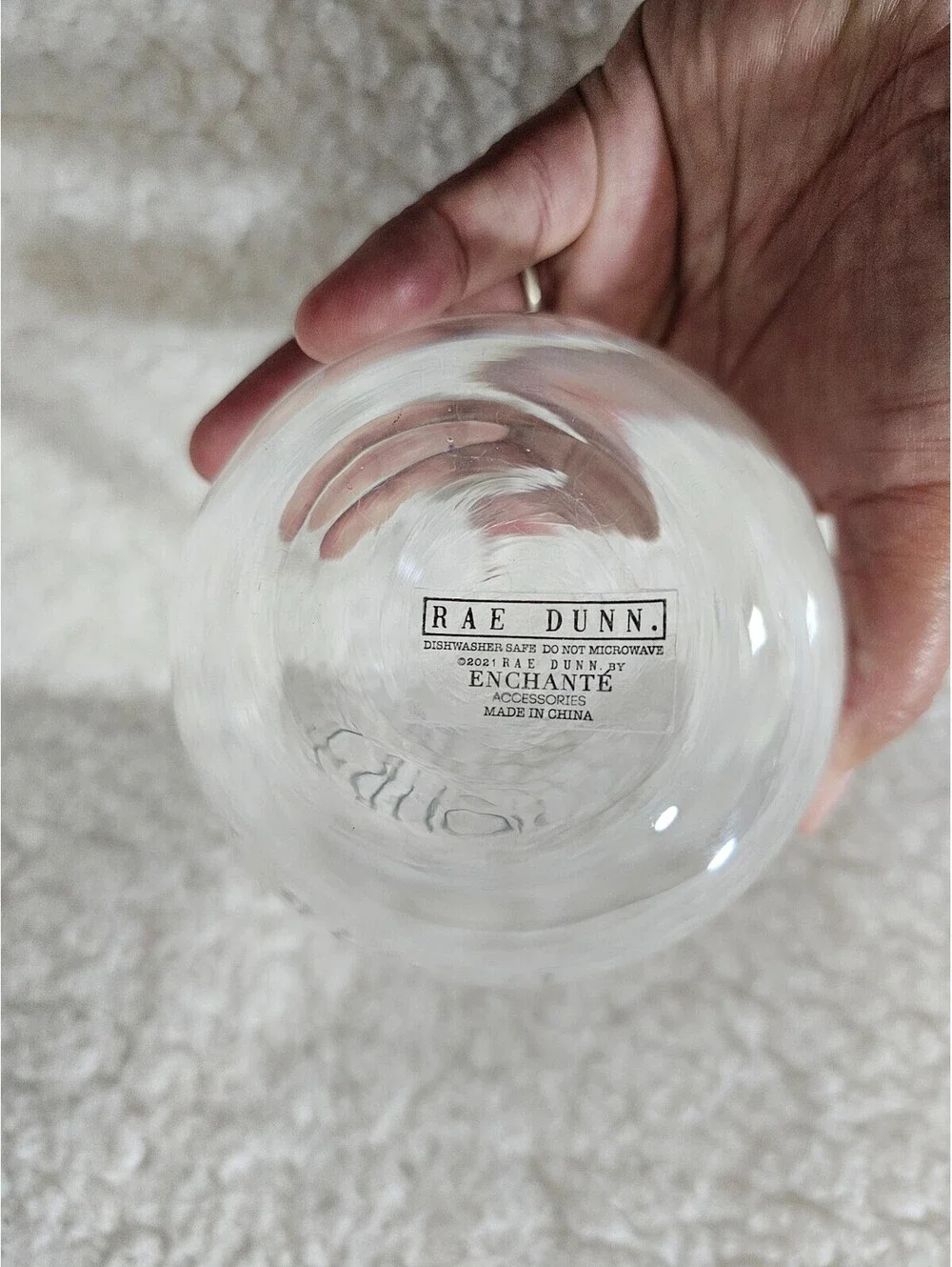 Rae Dunn Wine Glass Clear Round Yours Saying (Replacement) 4.5